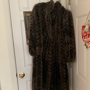 Chevron faux fur coat